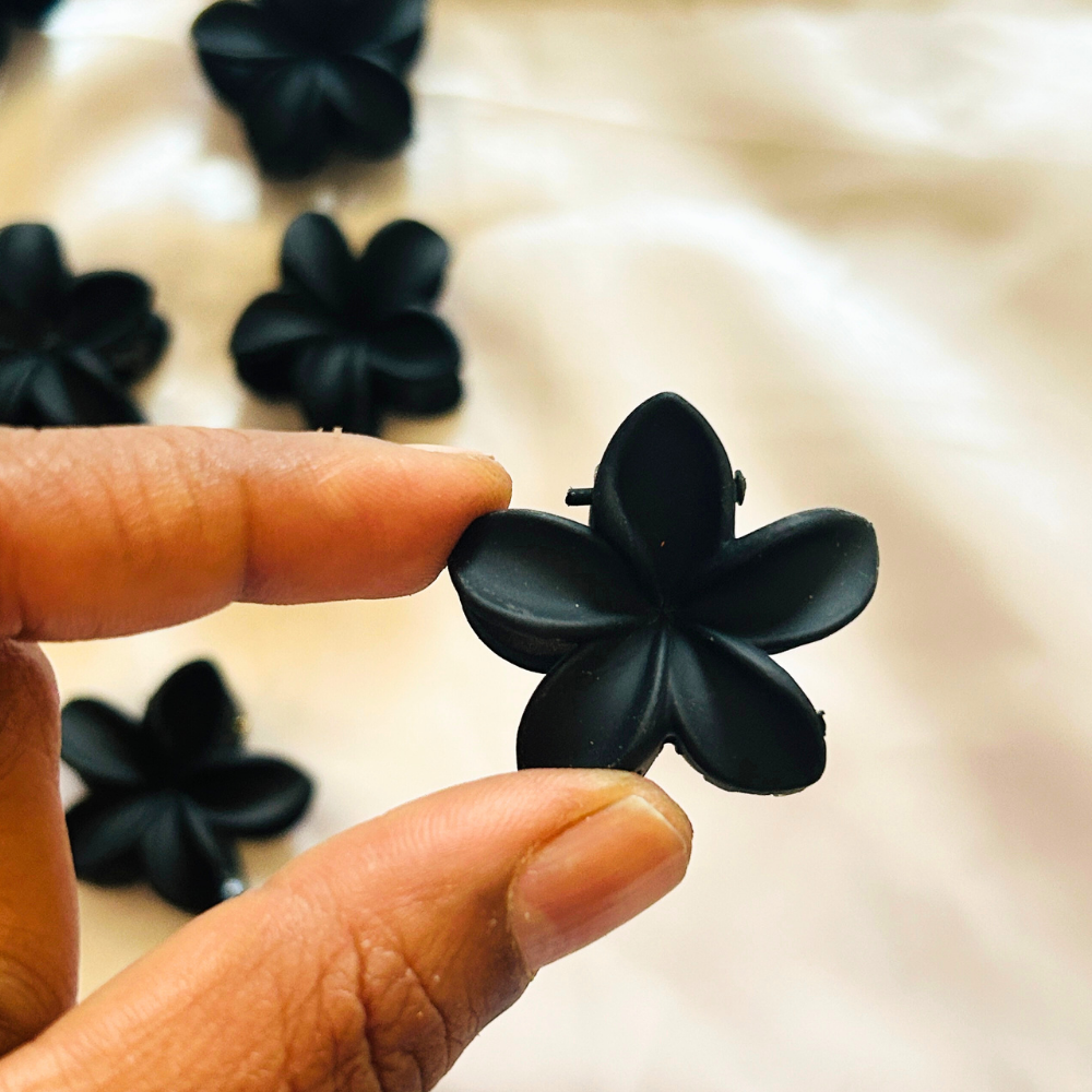 Black Flower Claw Clip - Extra Small