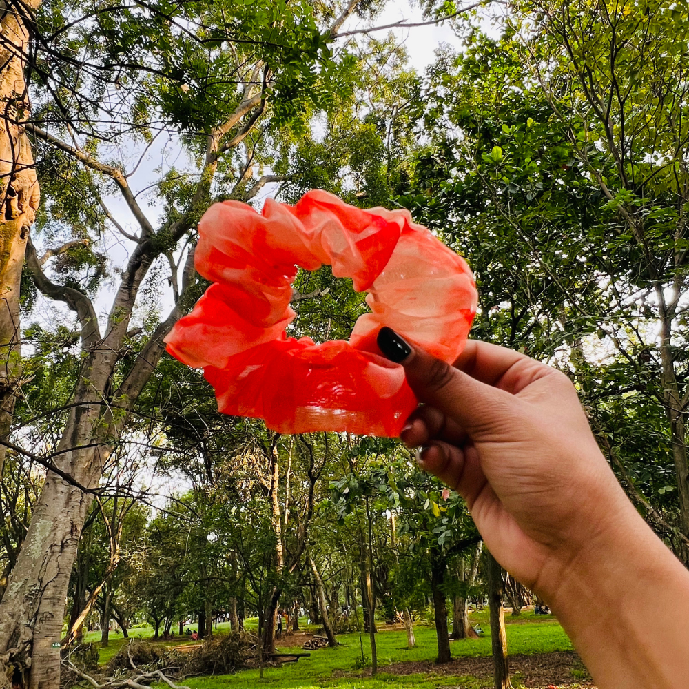 Orange Tie Dye Organza Scrunchie