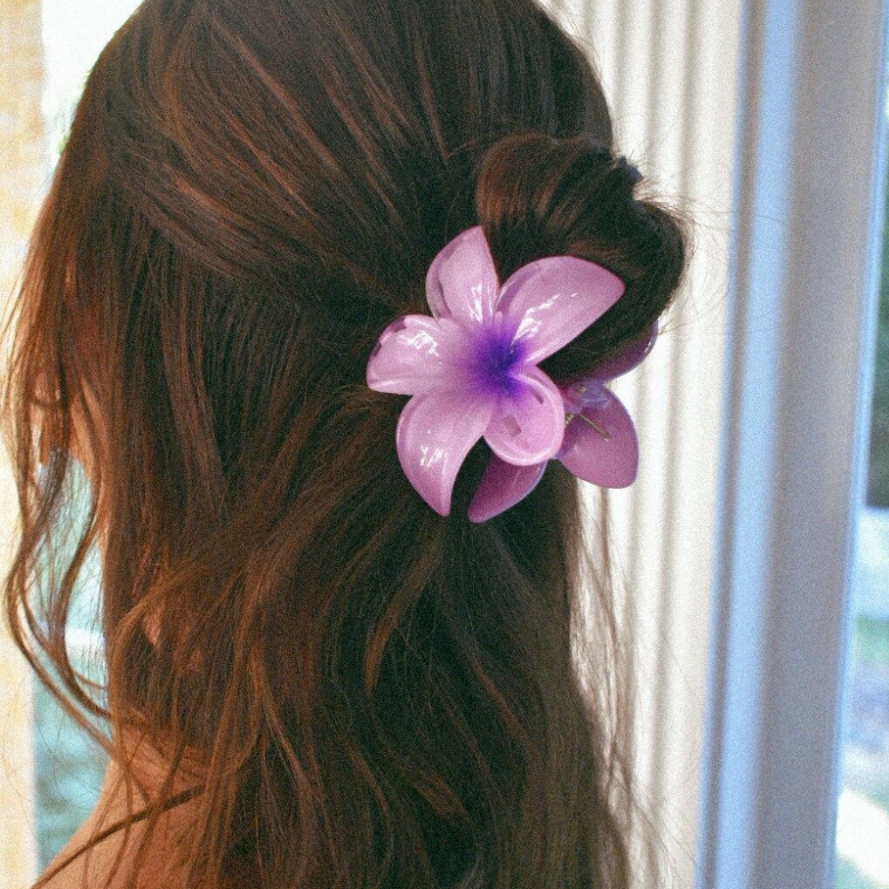 Purple Flower Claw Clip - Large