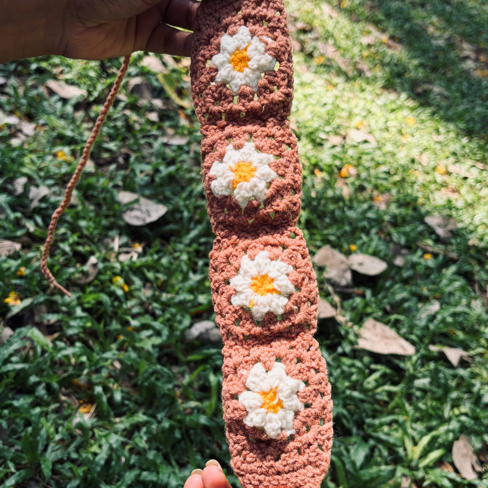 Crochet Sunflower Headband - Brown