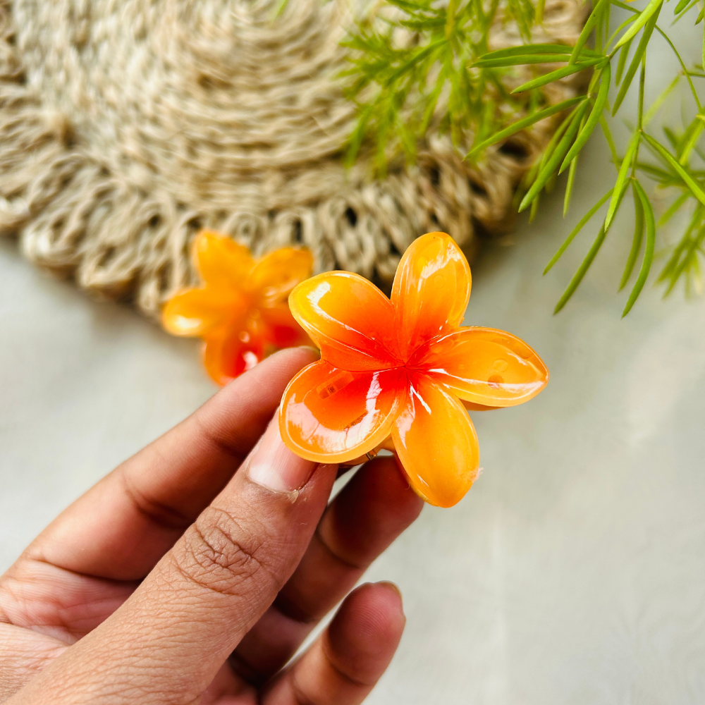 Orange Flower Claw Clip - Mini