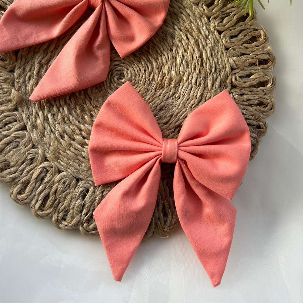 Peach Pigtail Bow