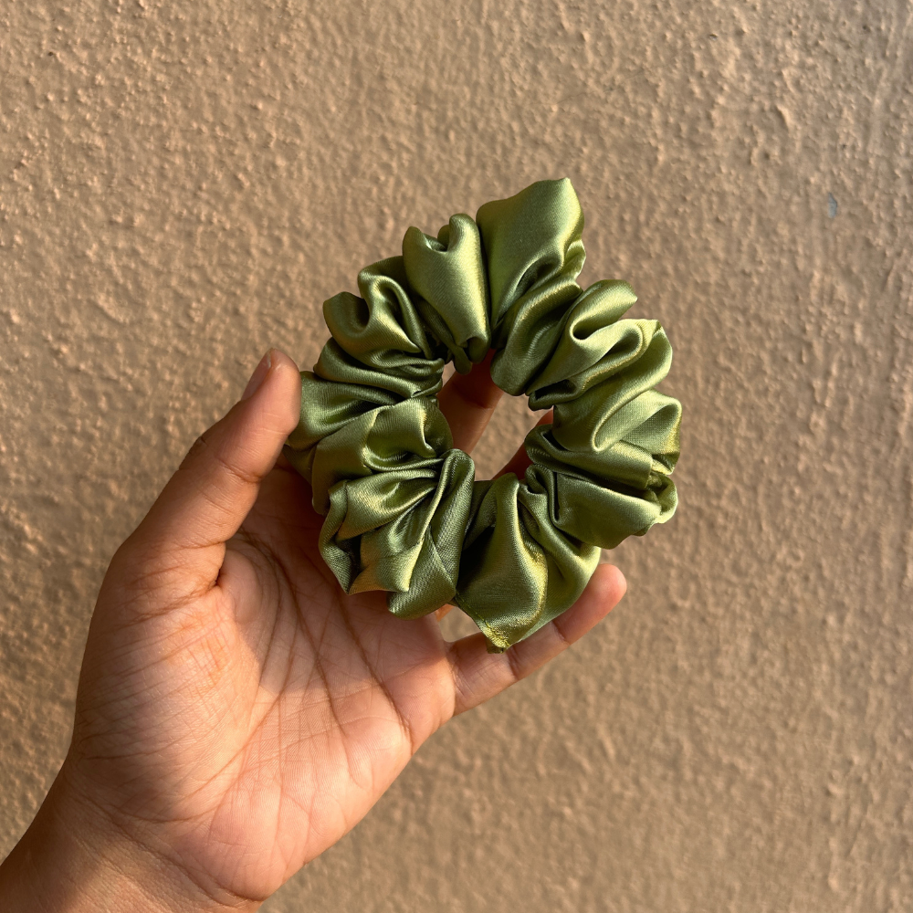 Grass - Green Satin Scrunchie