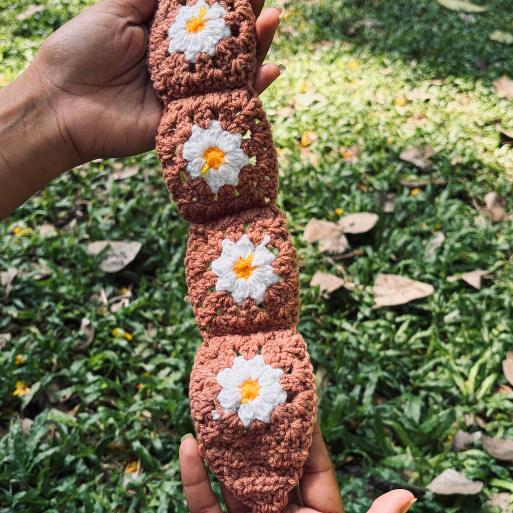 Crochet Sunflower Headband - Brown