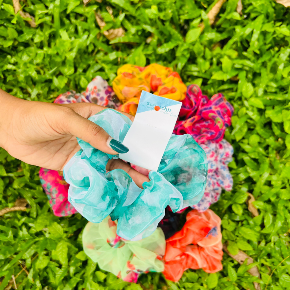 Orange Tie Dye Organza Scrunchie