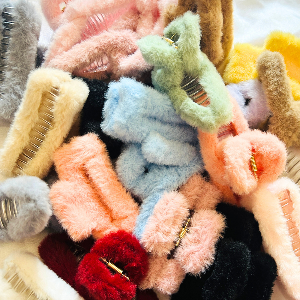 Rectangle Fur Claw Clip - Large