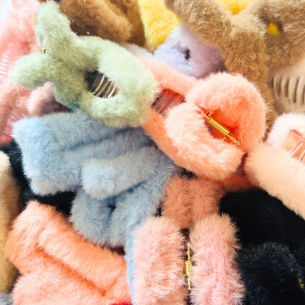 Rectangle Fur Claw Clip - Large