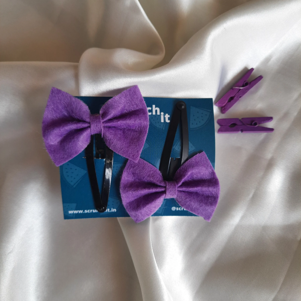 Purple Felt Micro Bows