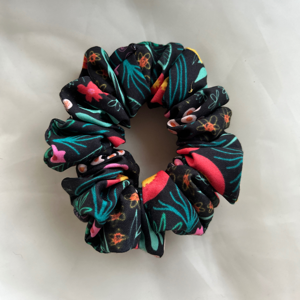 Dark Garden Printed Scrunchie