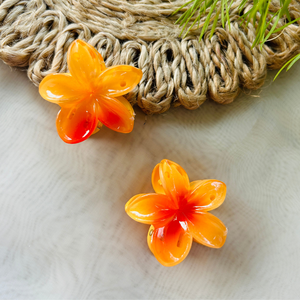 Orange Flower Claw Clip - Mini