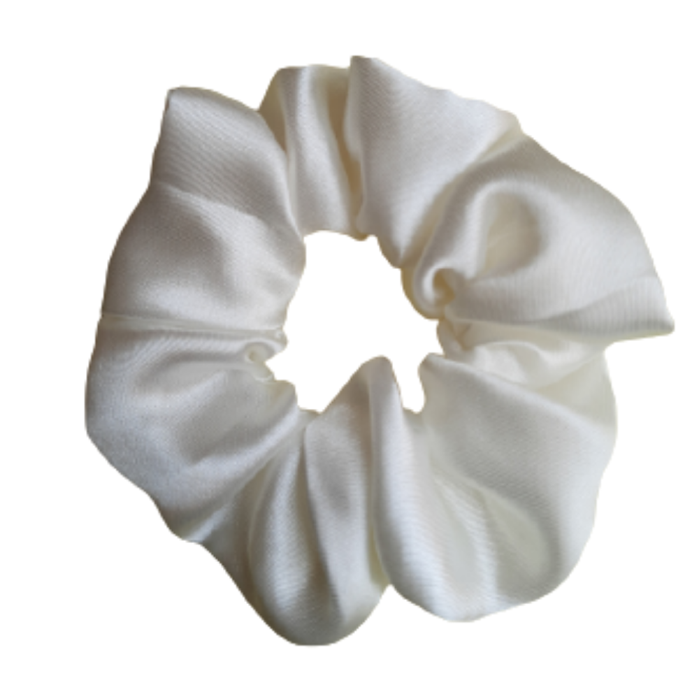 Snow - White Satin Scrunchie