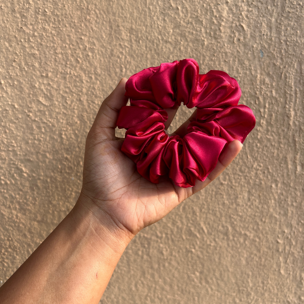 Gulabo - Dark Maroon Satin Scrunchie