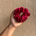 Gulabo - Dark Maroon Satin Scrunchie
