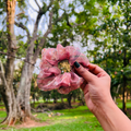 Brown Floral Organza Scrunchie