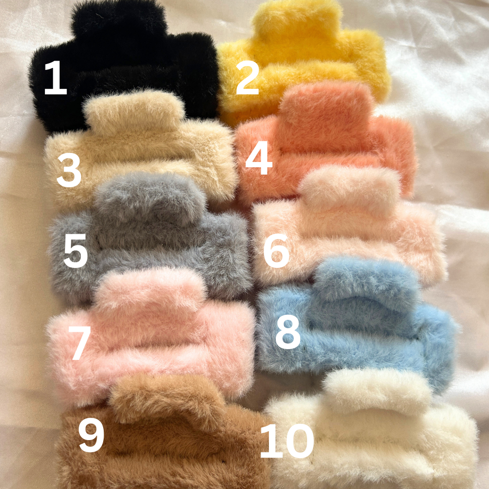 Rectangle Fur Claw Clip - Large