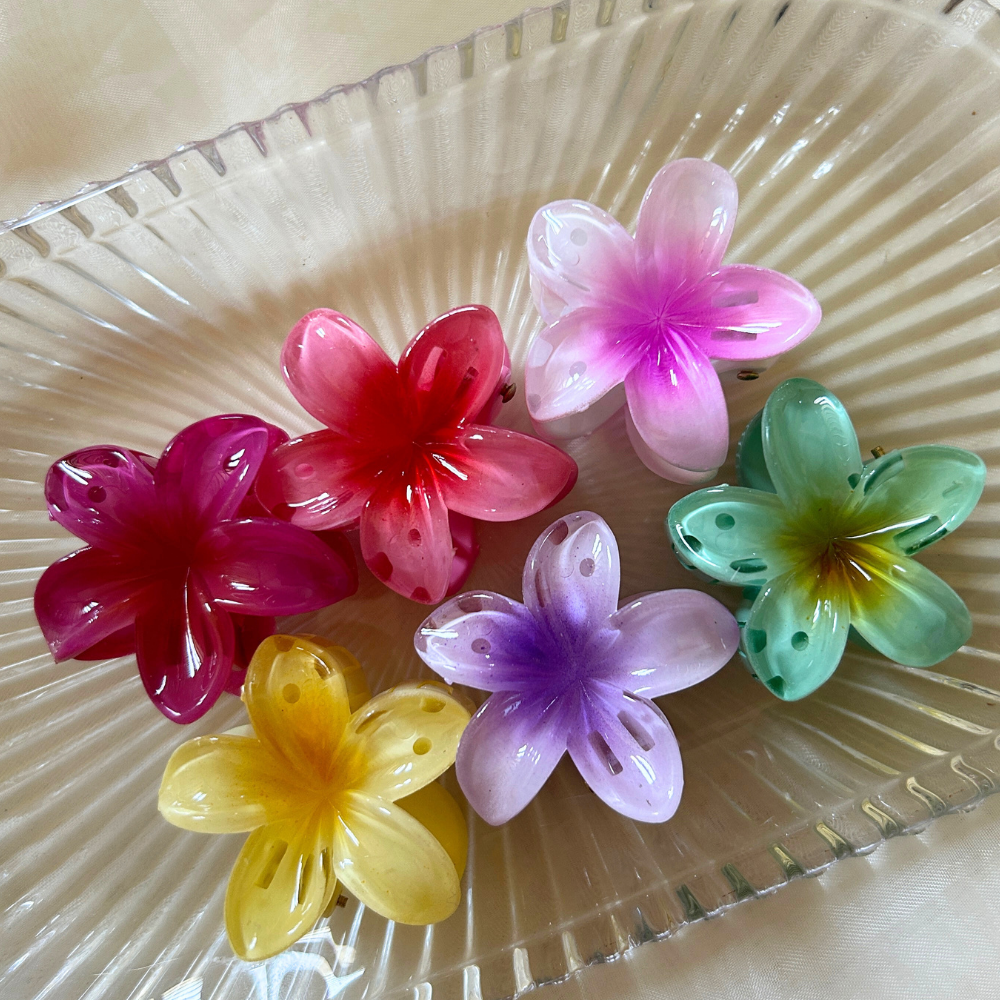 Pink Flower Claw Clip - Small