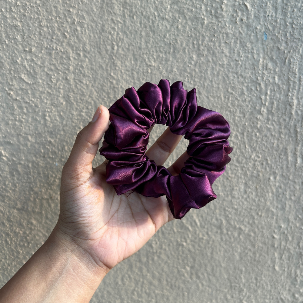 Beet root - Dark Purple Satin Scrunchie
