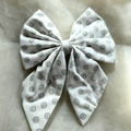 White Prints Pigtail Bow