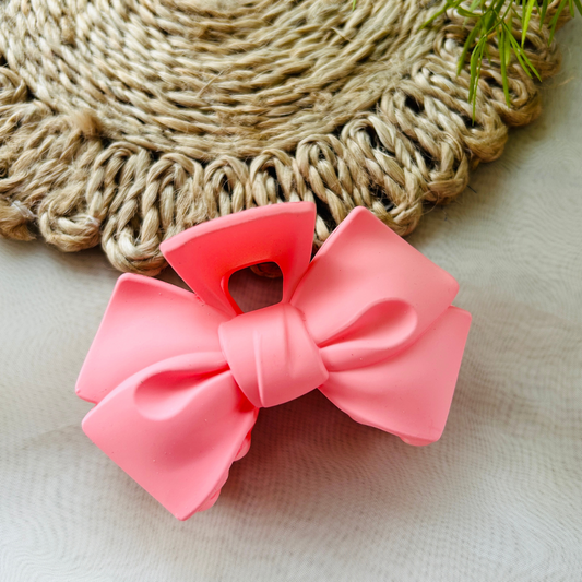 Pink Bow Shaped Claw Clip