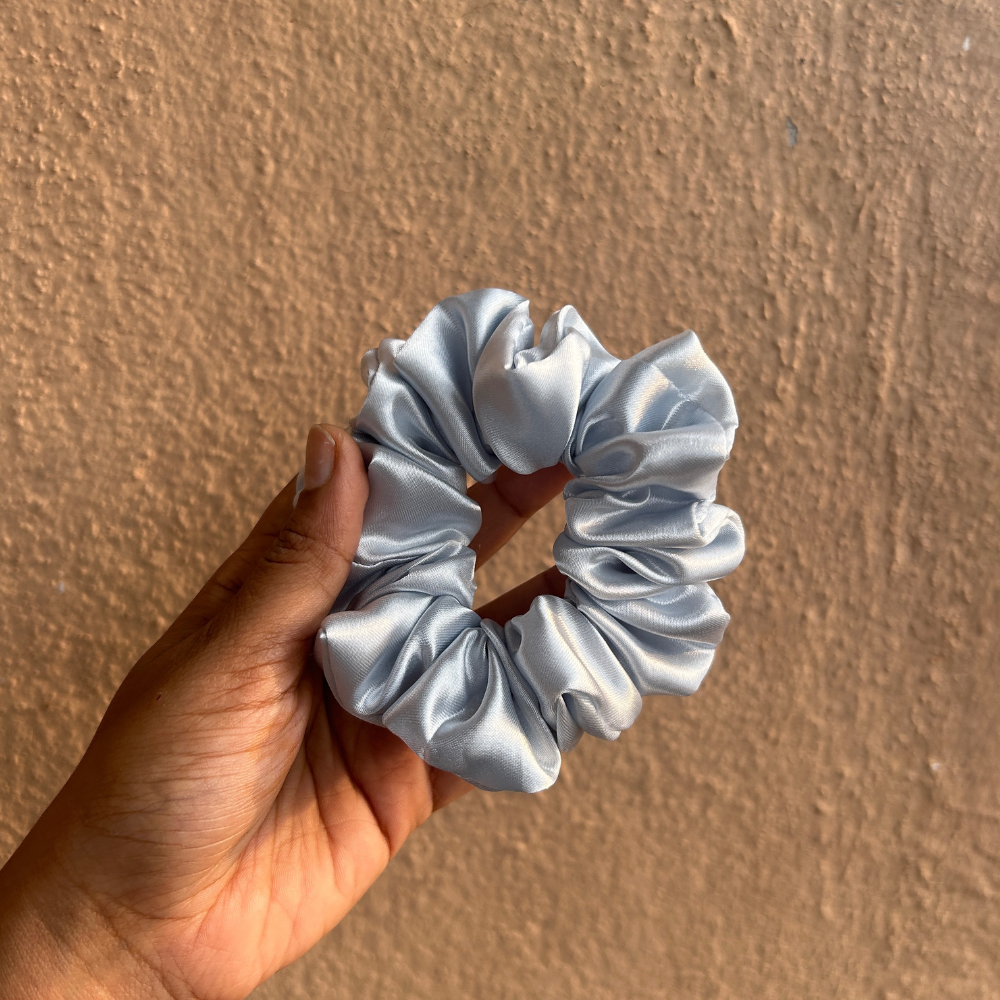 Baby Blue Satin Scrunchie