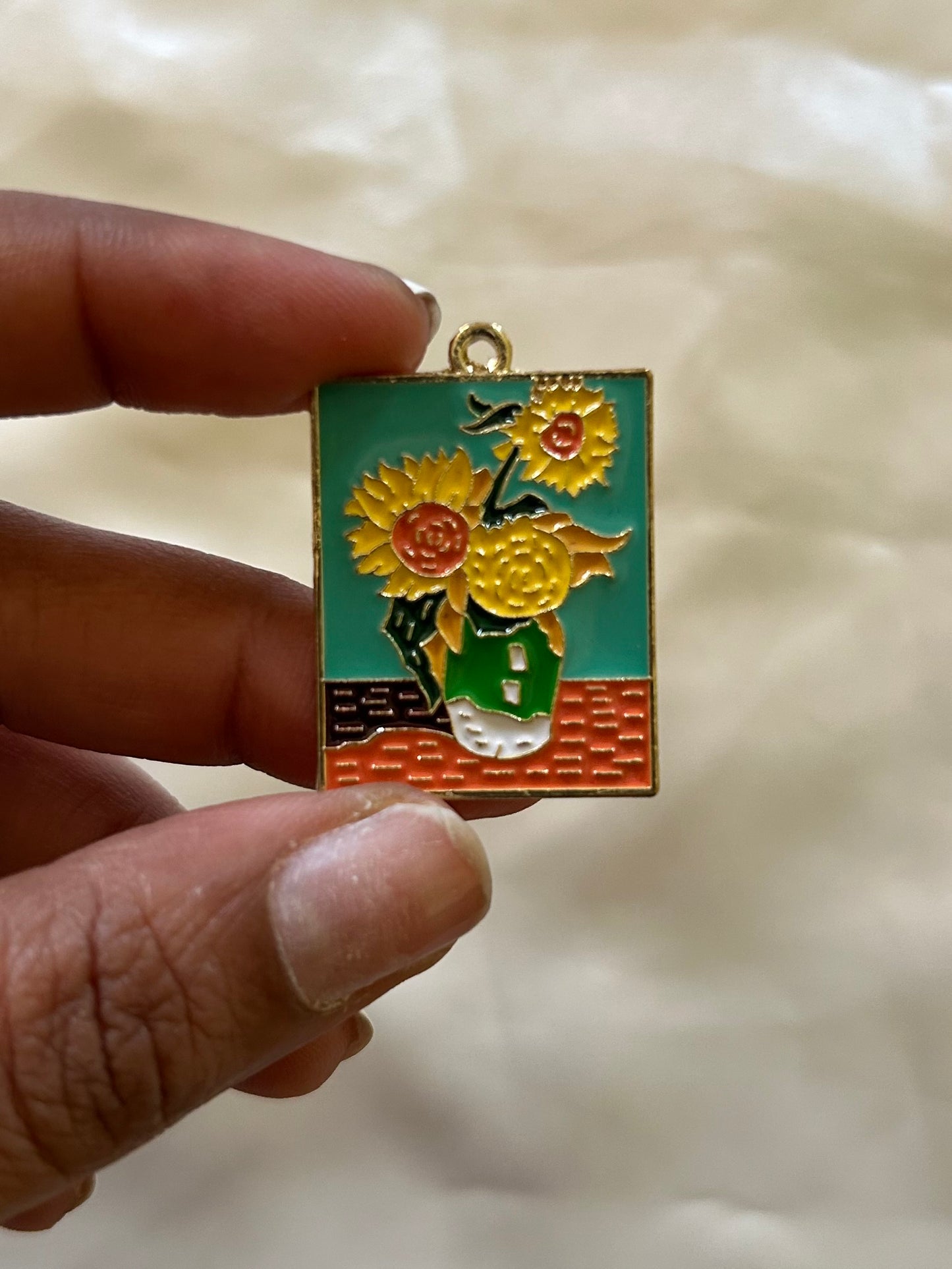 Van Gogh Sunflower Painting Keychain