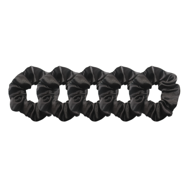 Black Satin Scrunchies Combo of 5