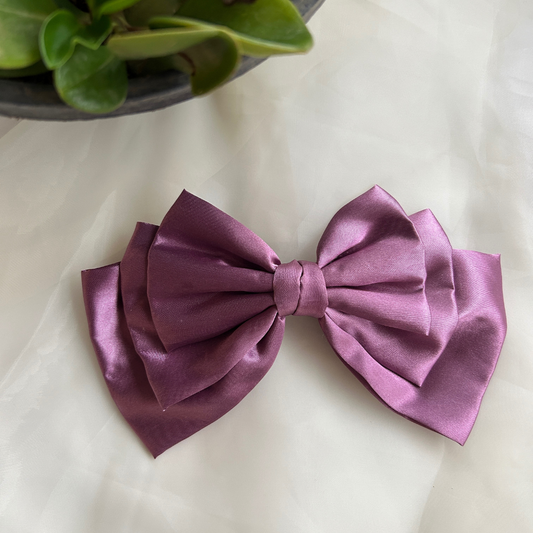 Mauve Satin Triple Layer Bow