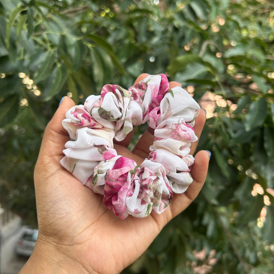 Pink Fluffy Scrunchie - Large
