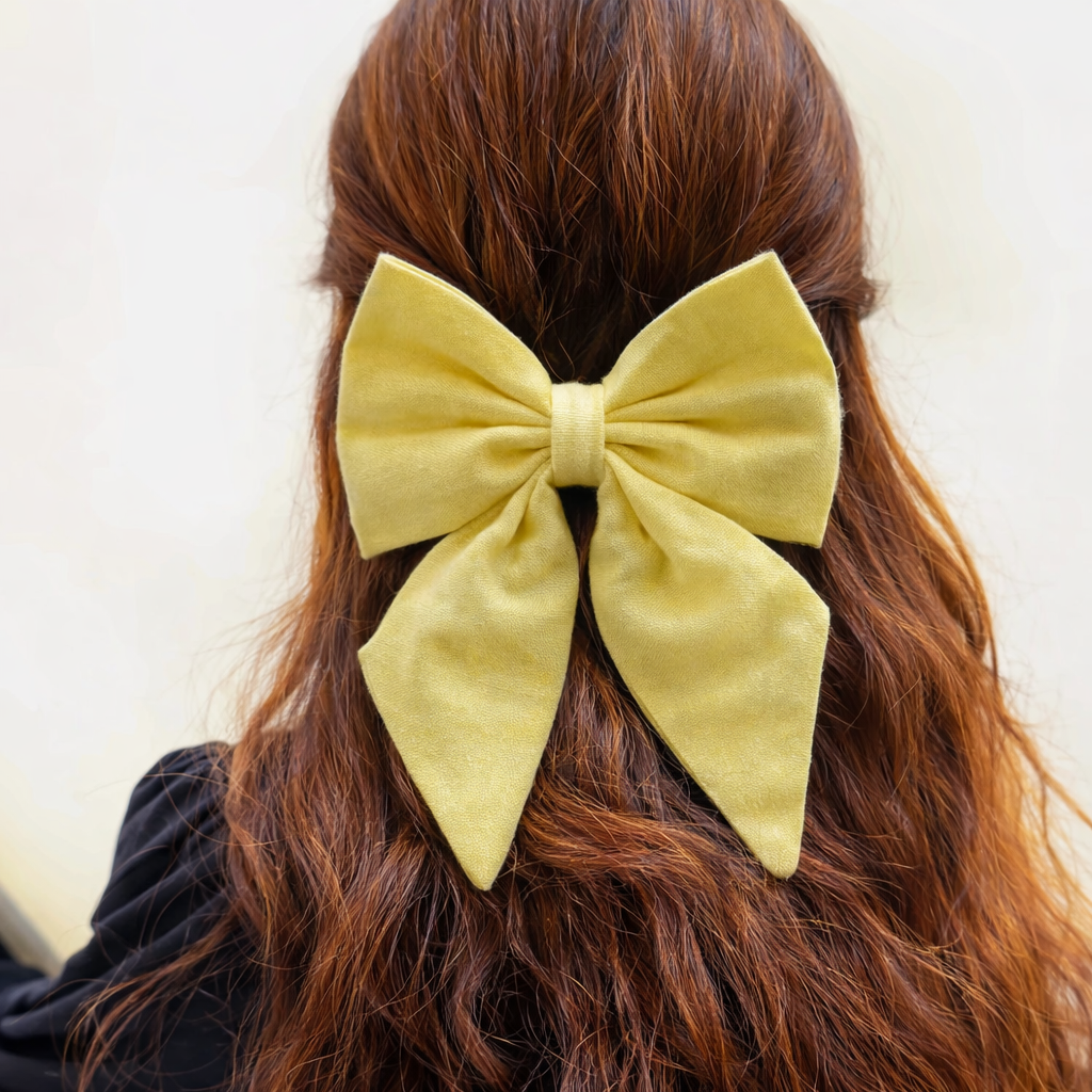 Lemon Yellow -  Pigtail Bow