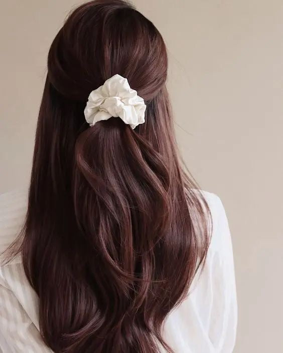 Snow - White Satin Scrunchie