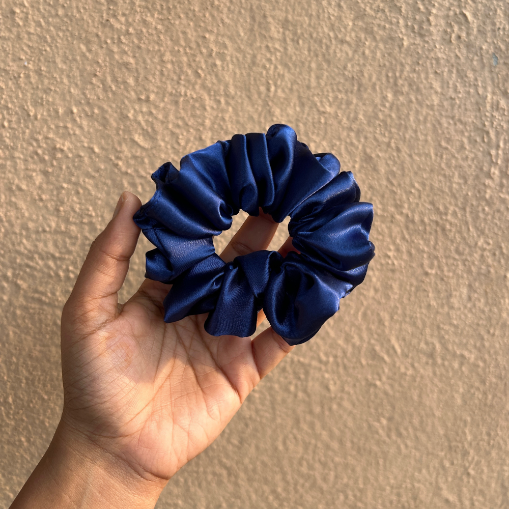 Ink - Dark Blue Satin Scrunchie