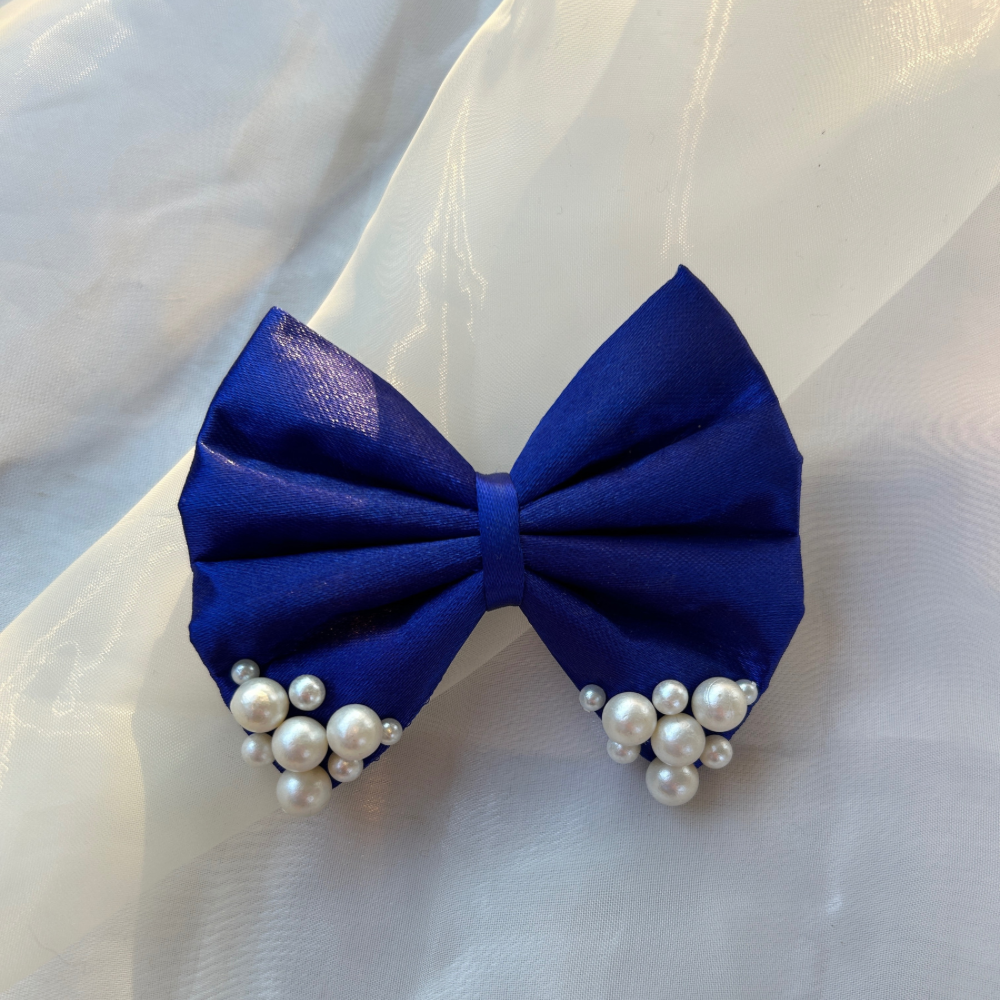 Blue Pearl Hair Bow