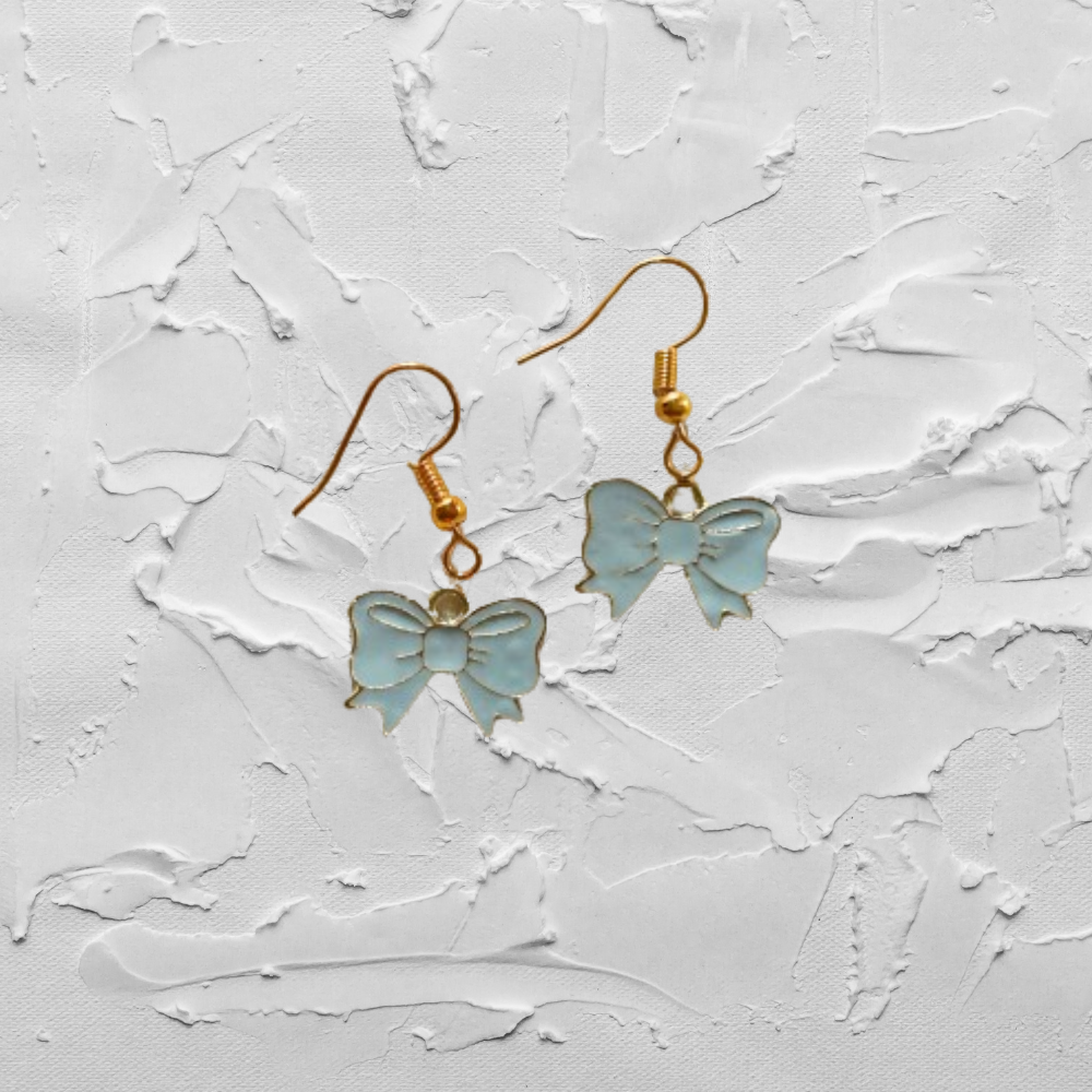 Blue Bow Earrings