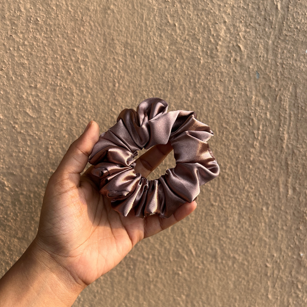 Ginger - Brown Satin Scrunchie