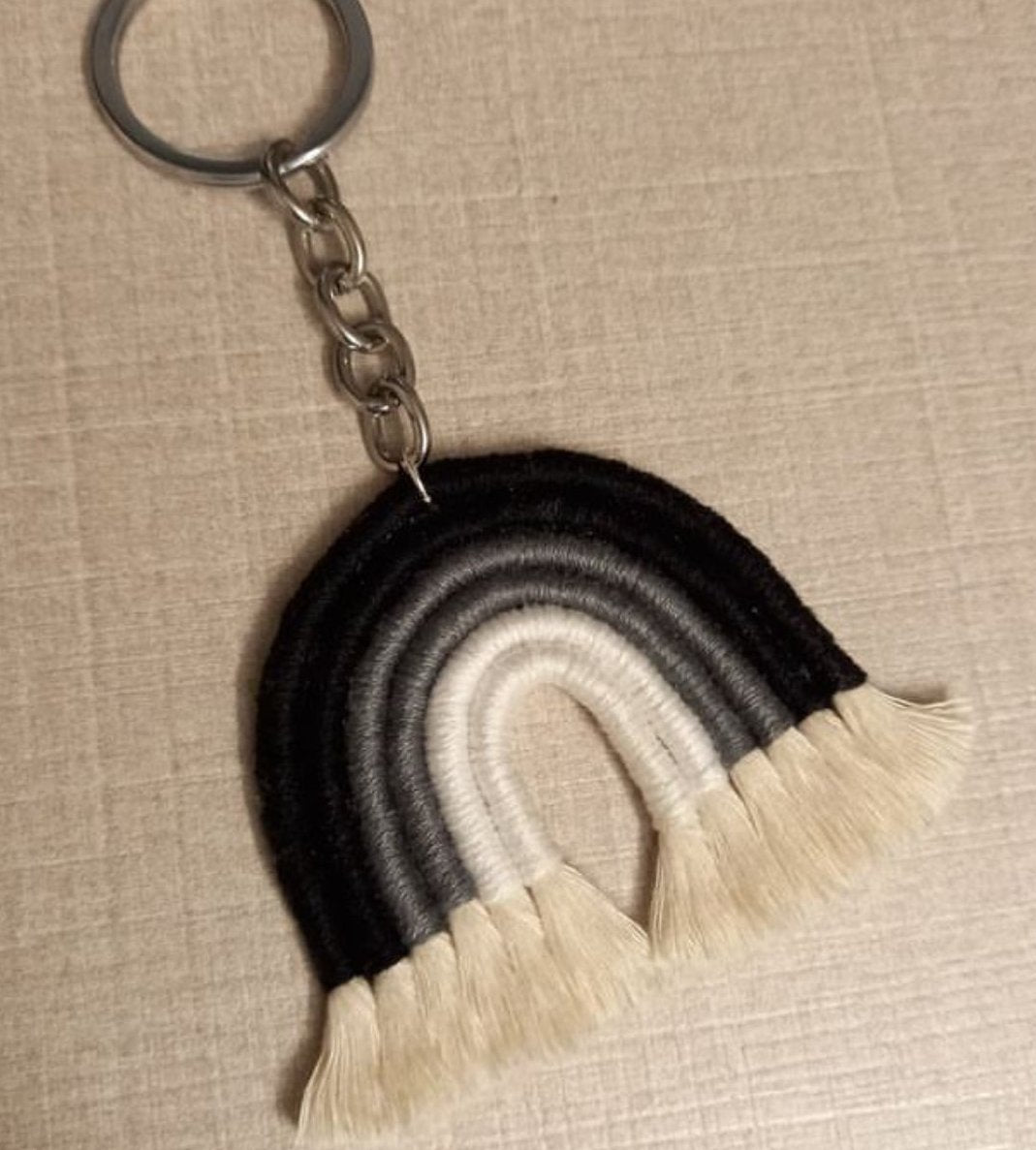 Macrame Black & White Keychain