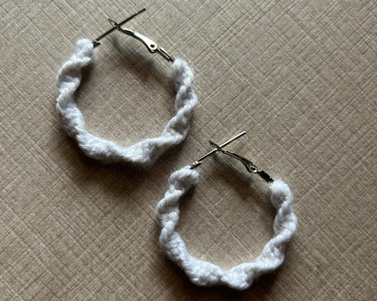 White Twisted Hoops