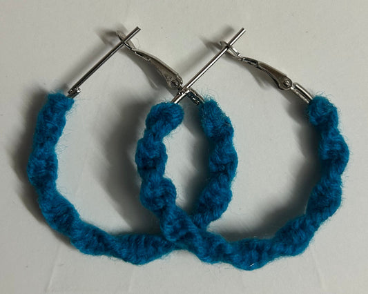 Aqua Blue Twisted Hoops