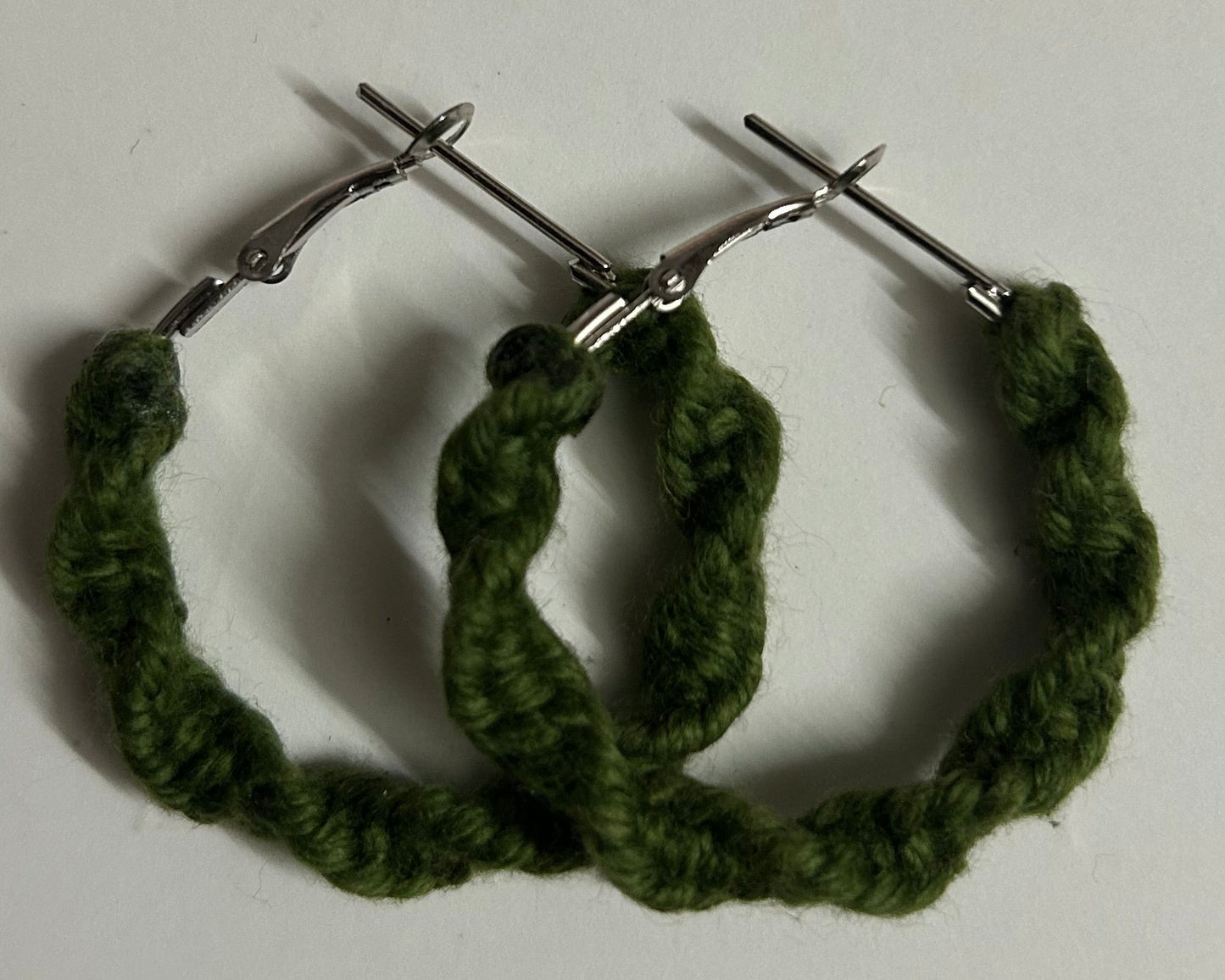 Olive Green Twisted Hoops