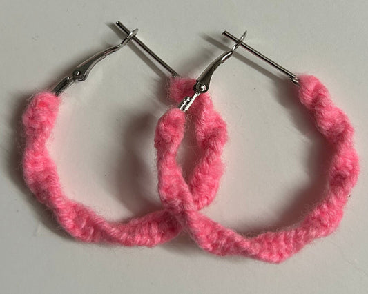 Pink Twisted Hoops