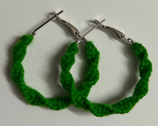 Green Twisted Hoops