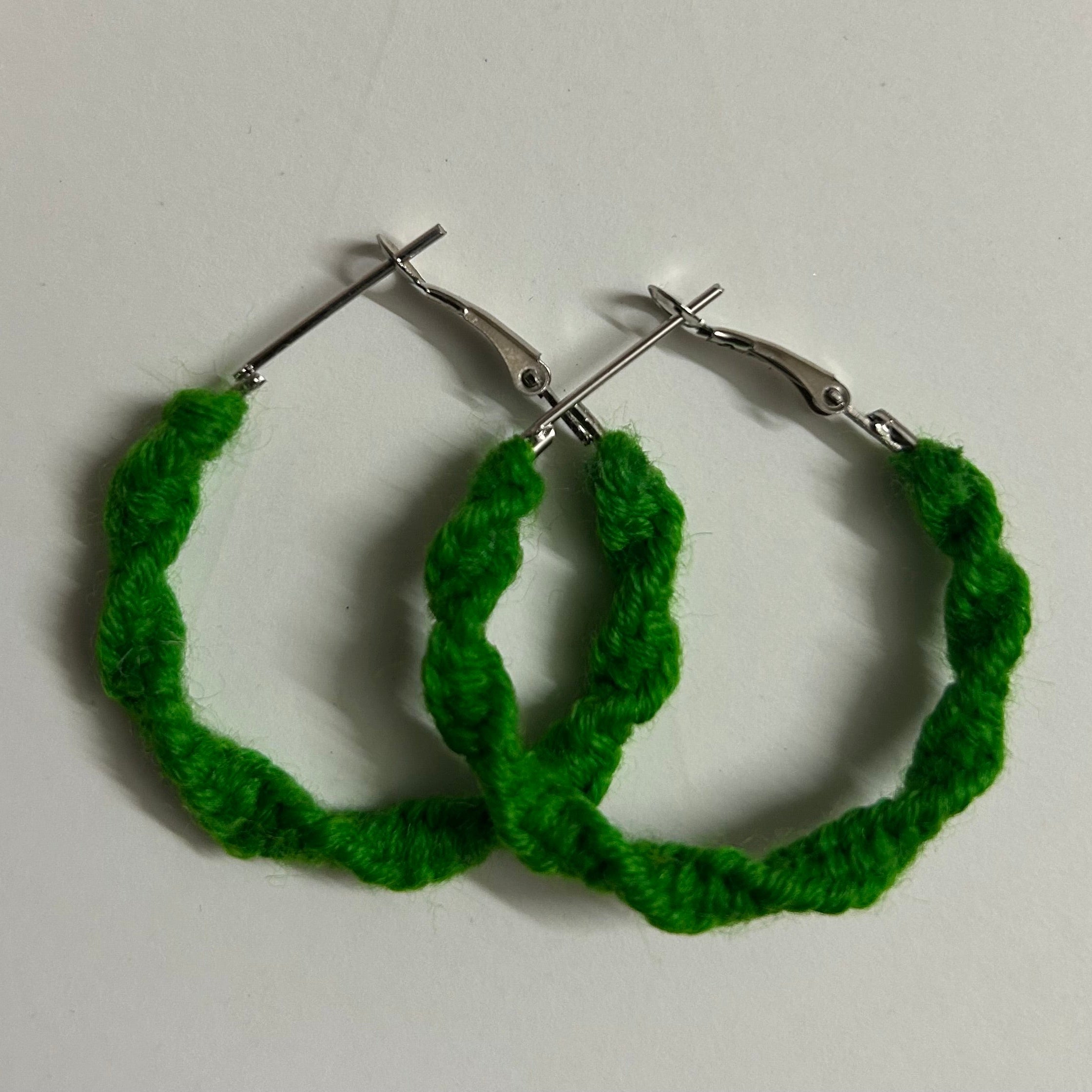 Green Twisted Hoops